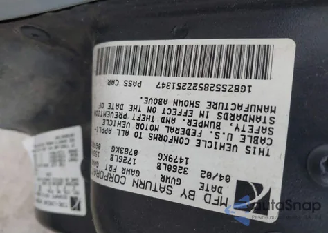 2002 Saturn Sl Sl (M5) z USA, uszkodzony, nr VIN 1G8ZS52852Z251347